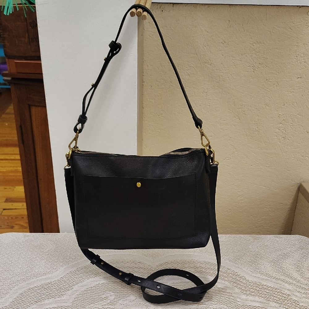Madewell Black Leather Transport Shoulder Crossbody Bag